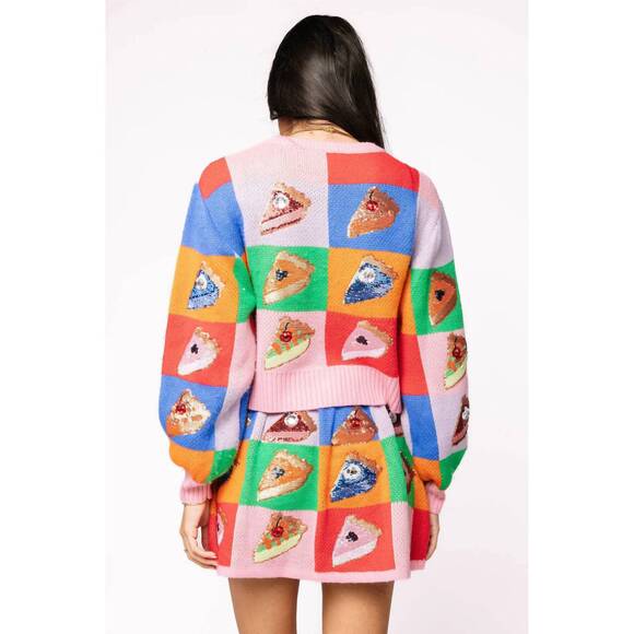 NEW QUEEN OF SPARKLES color block pumpkin pie sweater in pink multi - Picture 4 of 5